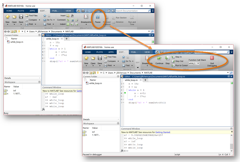 Image for pausing MATLAB execution.